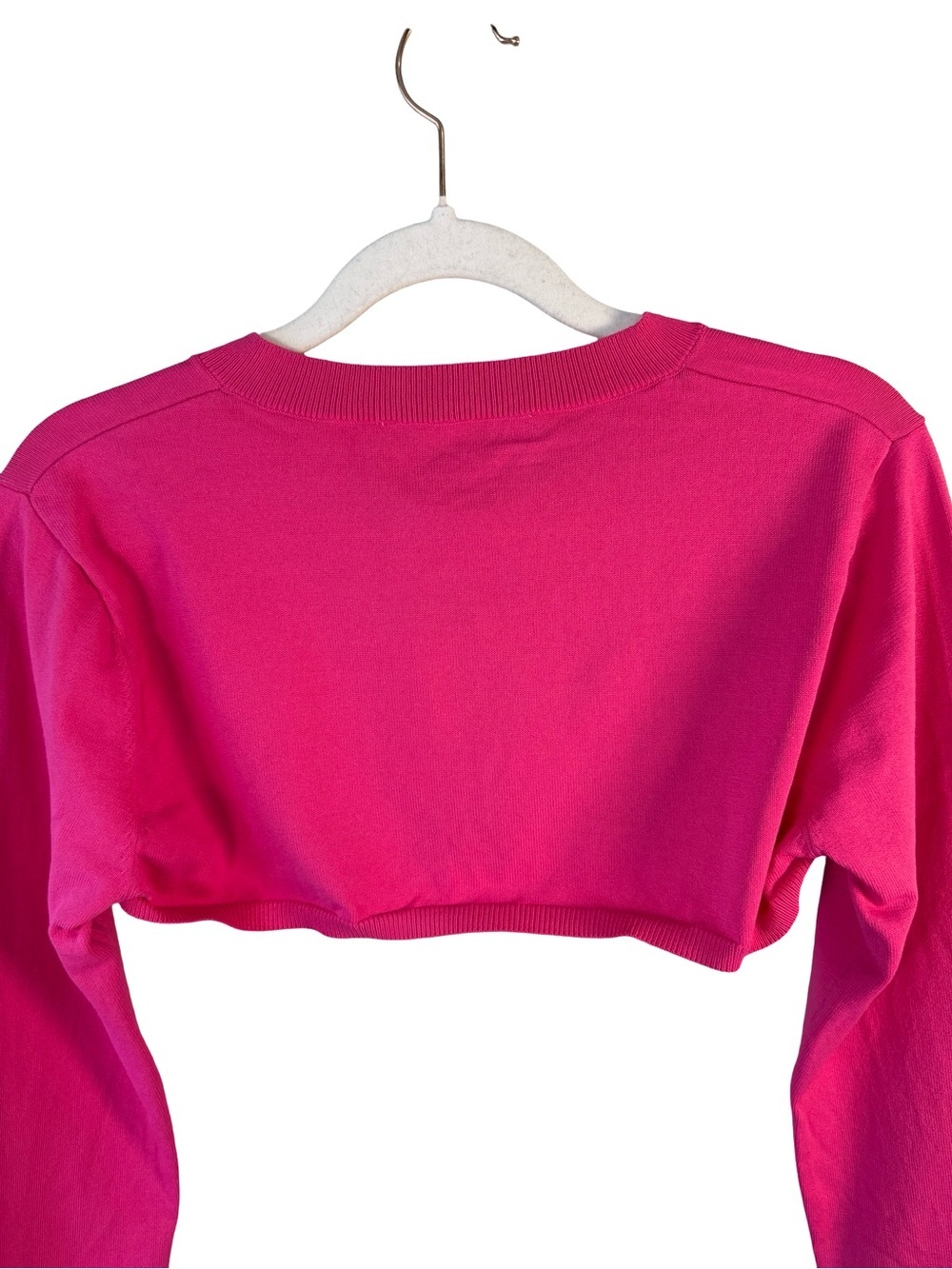 Zara Hot Pink Cropped Button-Up Bolero Cardigan Size L Y2K Festival Barbiecore - Picture 9 of 9